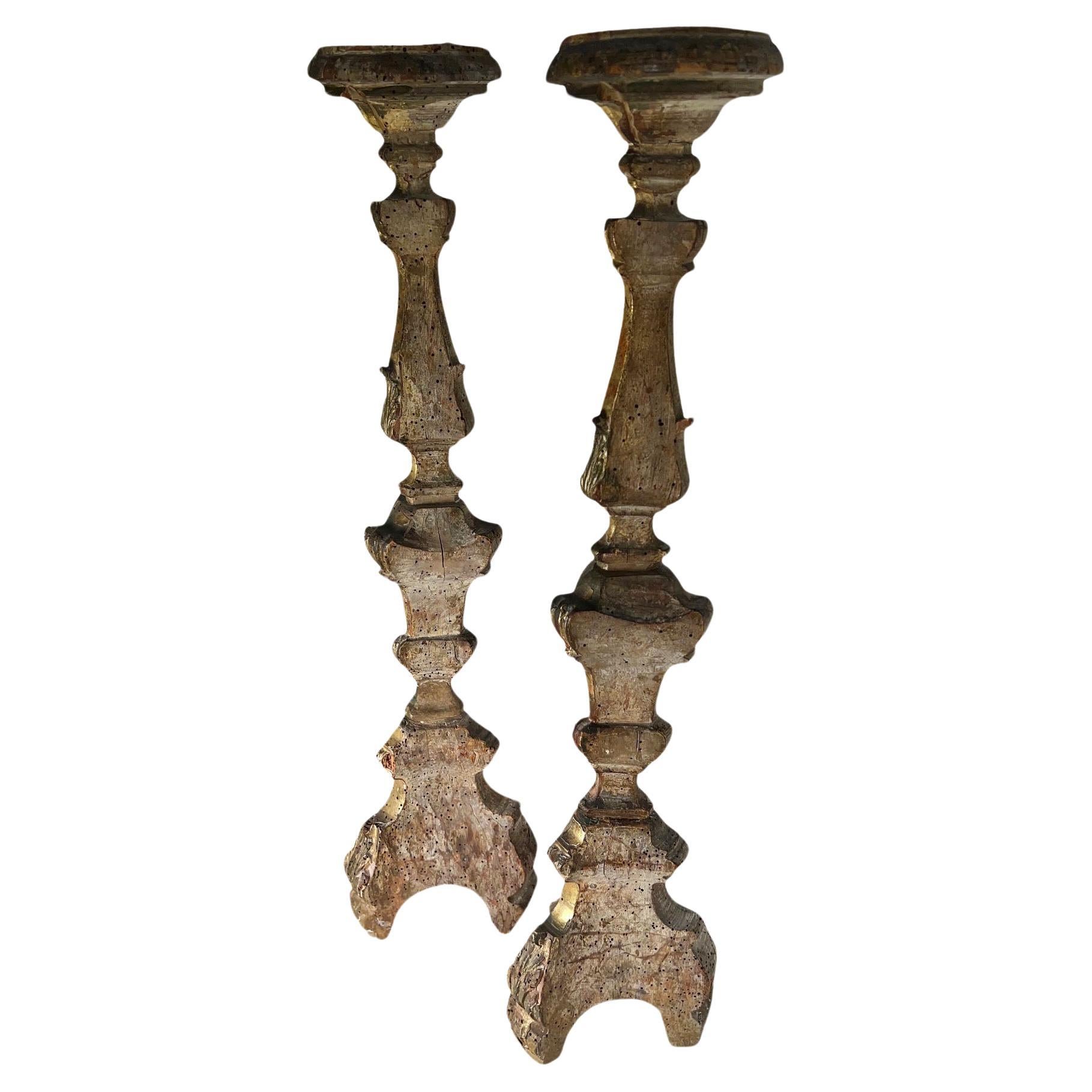 Italian Candlesticks With Engraved Mirrors  For Sale 4