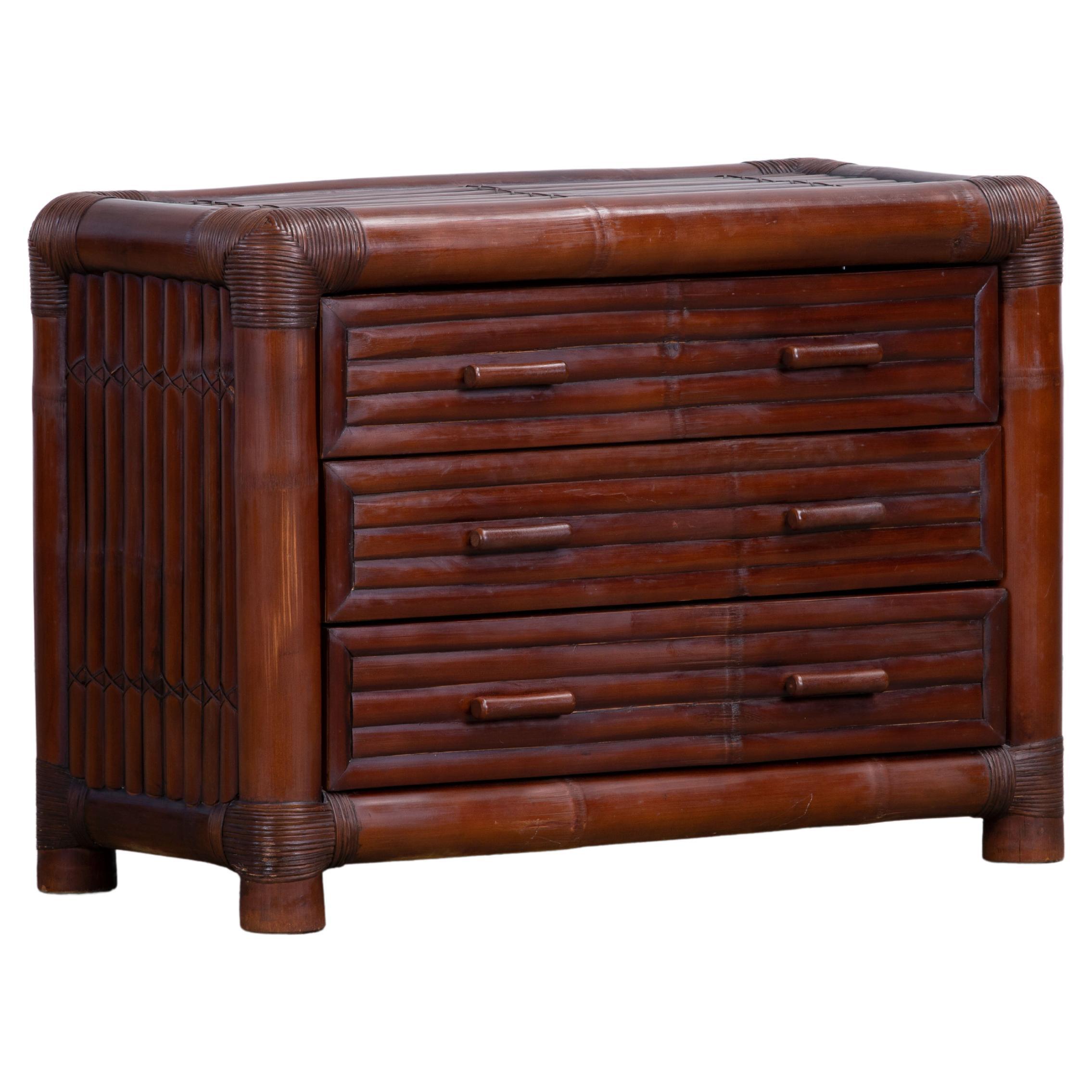 Italian Cane/Bamboo Organic Modern Chest of Drawers For Sale