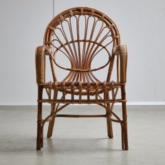 Italian Cane Garden Armchair, 1970s