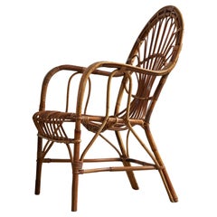 Italian Cane Garden Armchair, 1970s