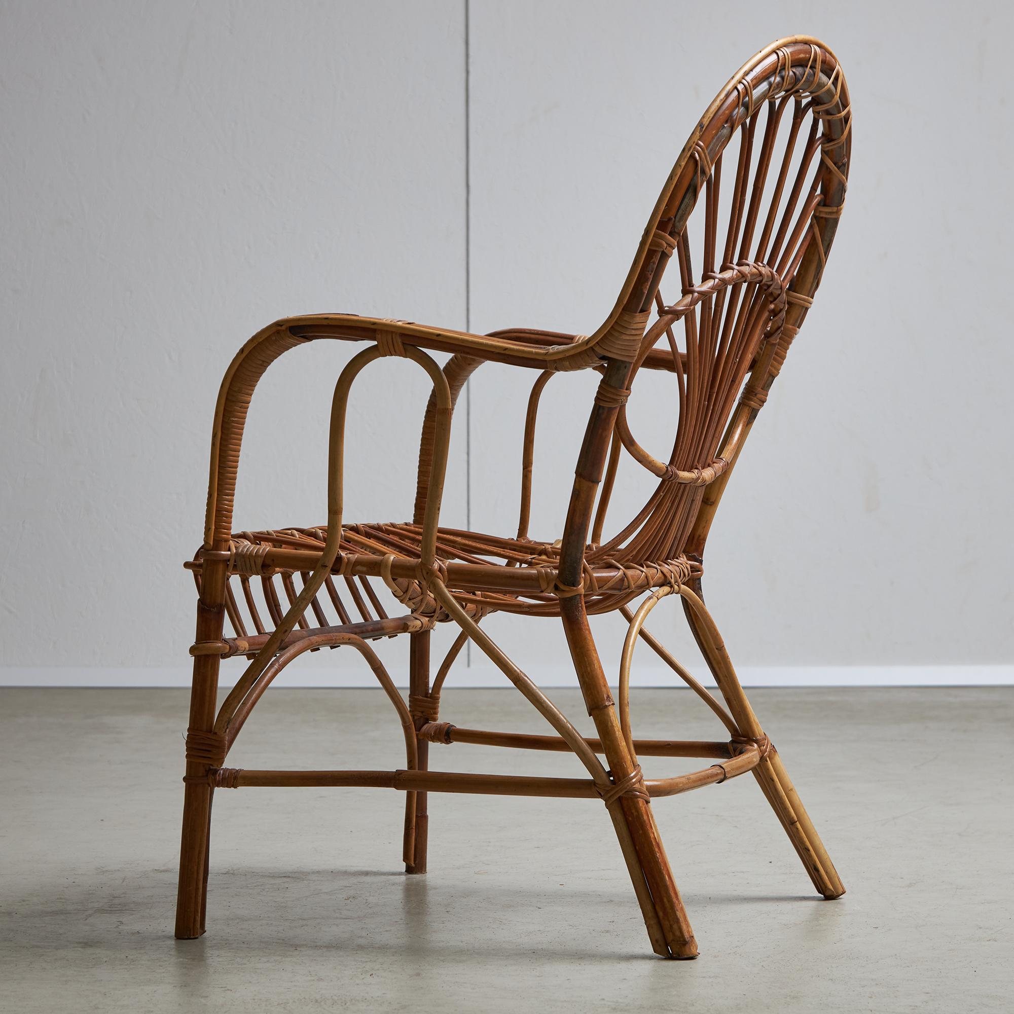 Italian Cane Garden Armchair In Good Condition In Budapest, HU