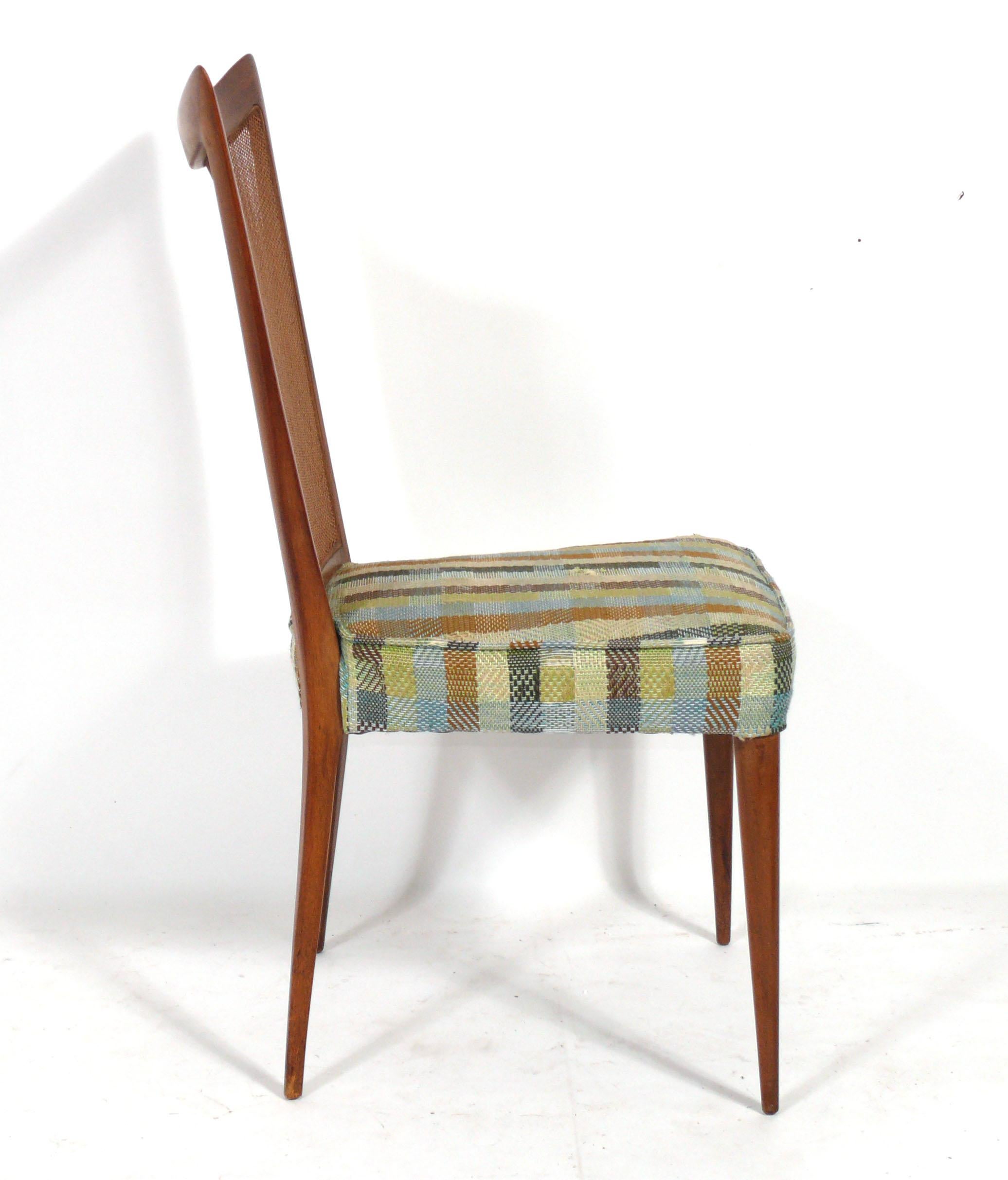 Italienische Esszimmerstühle aus Schilfrohr von Melchiorre Bega, Vierer-Set, 1950er-Jahre, neu lackiert (Moderne der Mitte des Jahrhunderts) im Angebot