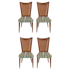 Italian Caned Dining Chairs by Melchiorre Bega Set of Four 1950s Refinished Reup