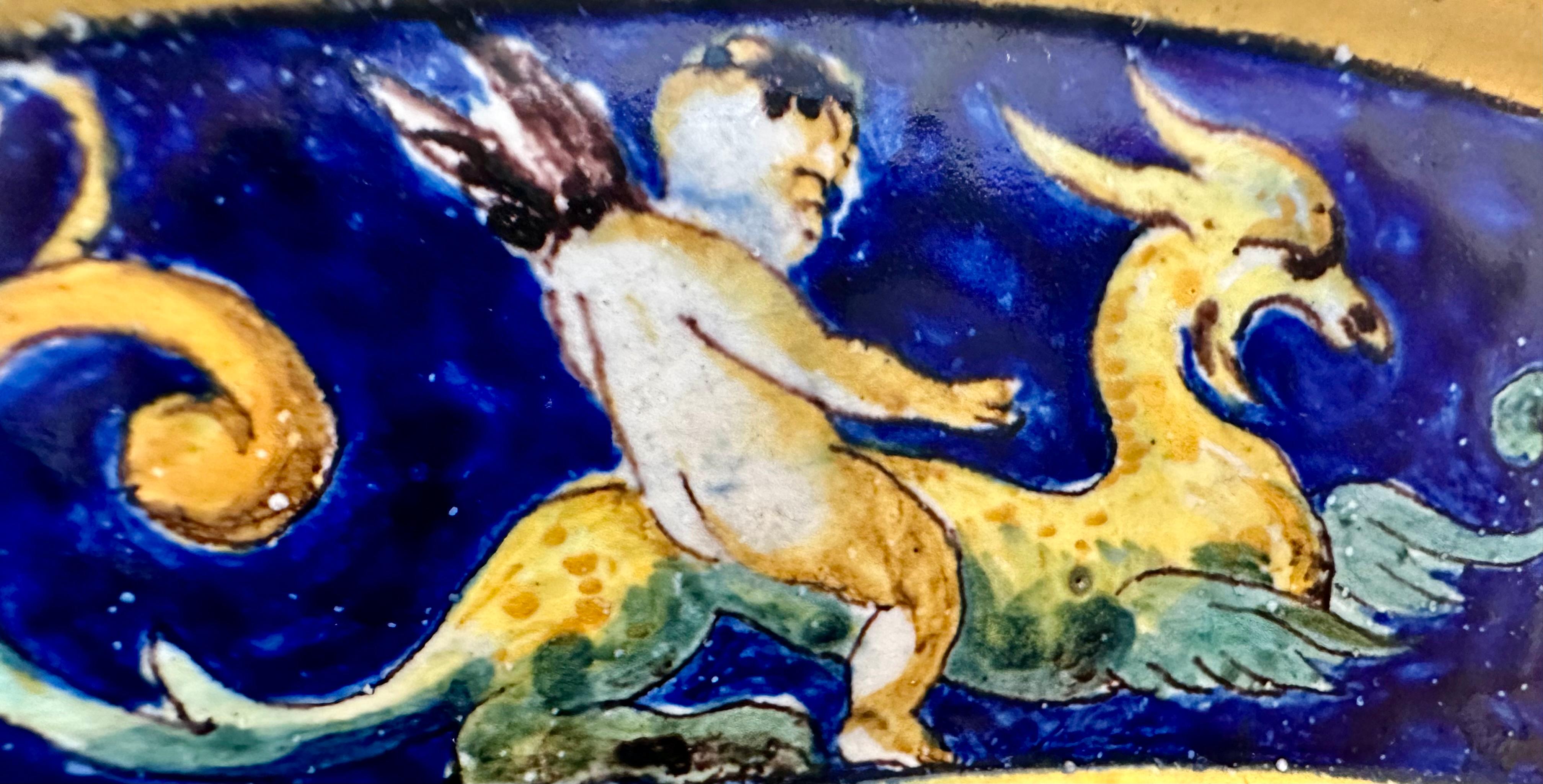 Italienischer Cantagalli-Maiolica-Teller mit adligem Familienwappen, Ende 19. im Angebot 4