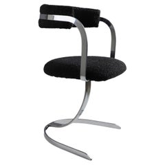 Italian Cantilever Chair with Boucle Fabric