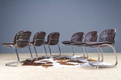 Italian Cantilever Dining Chair in Leather by Gastone Rinaldi for RIMA, 1970s