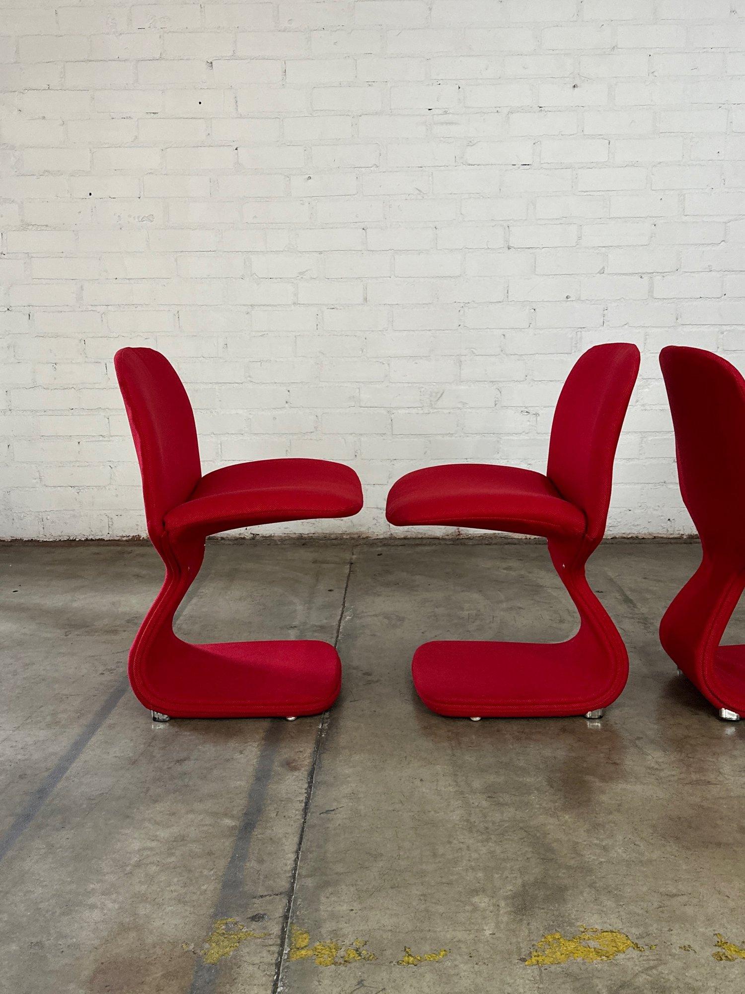 Fabric Italian Cantilevered Chairs by Joe Colombo - set of four For Sale