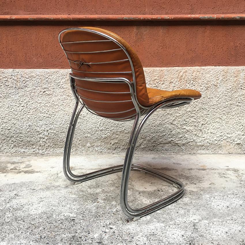 Italian Cantilevered Dining Chair Designed by Gastone Rinaldi for RIMA, 1970s In Good Condition In MIlano, IT