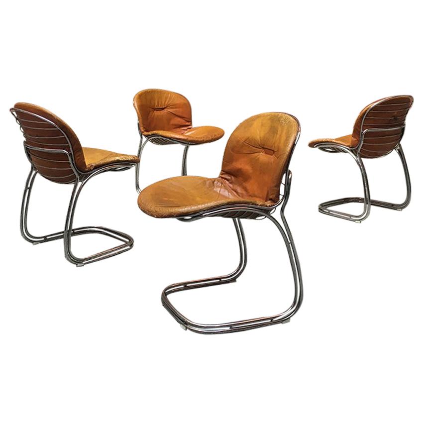 Italian Cantilevered Dining Chairs Designed by Gastone Rinaldi for RIMA, 1970s