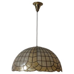 Italian Capiz Shell Pendant Light with Scalloped Shade, circa 1970s