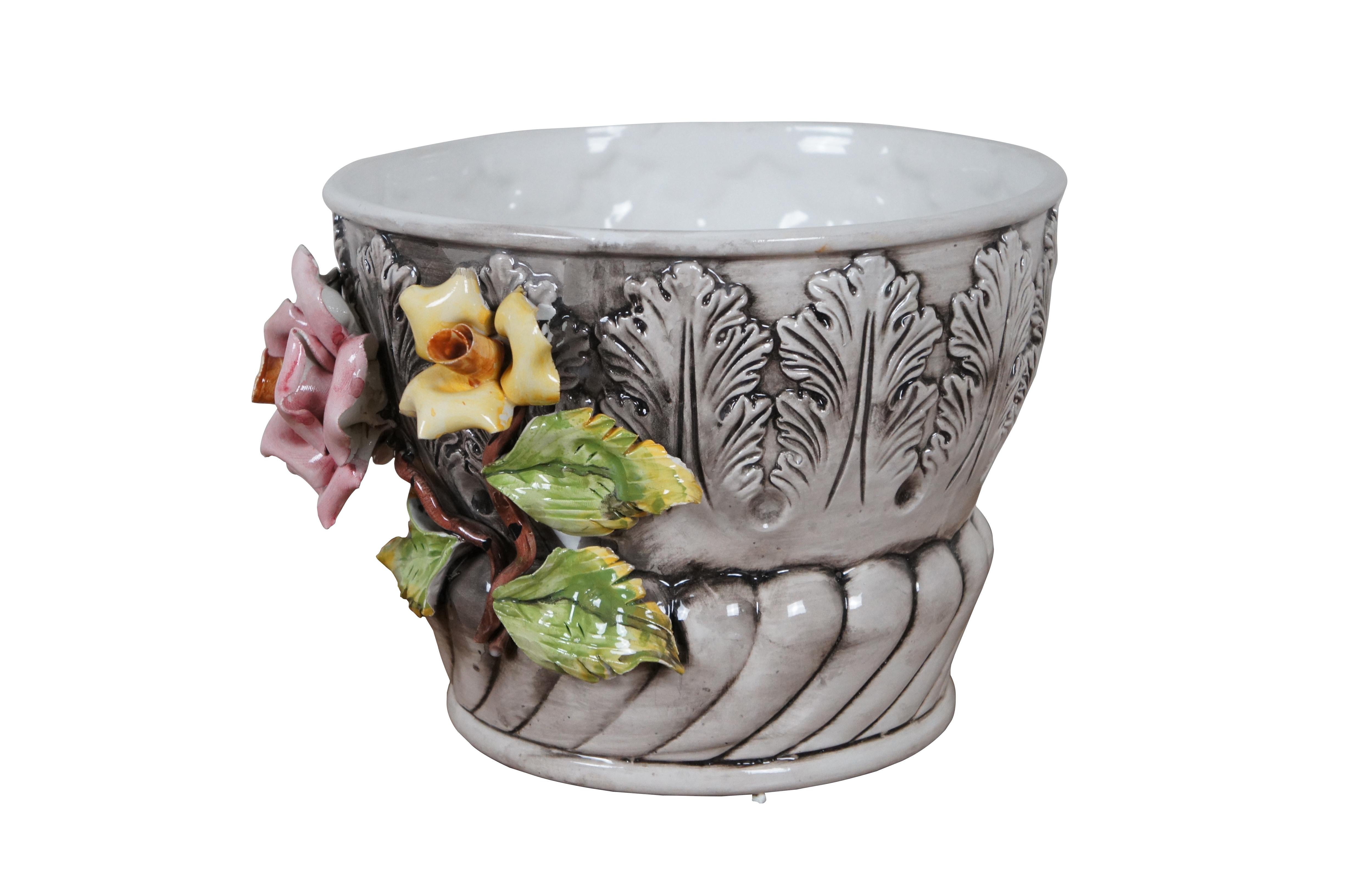 Capodimonte Porcelaine Italienne Jardinière Rose Jardiniere Flower Pot Cachepot 11