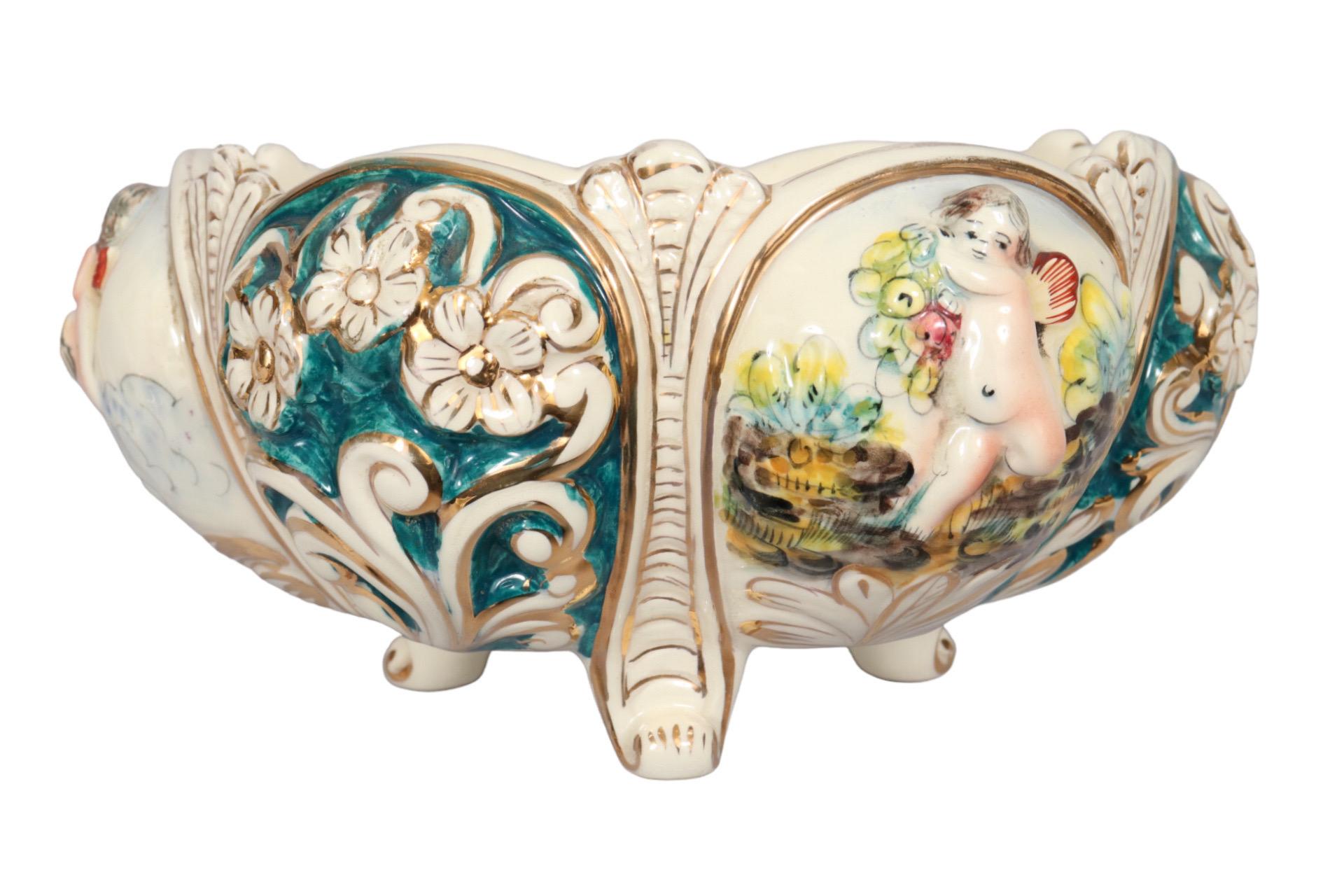 Italian Capodimonte Style Ceramic Lidded Bowl For Sale 3