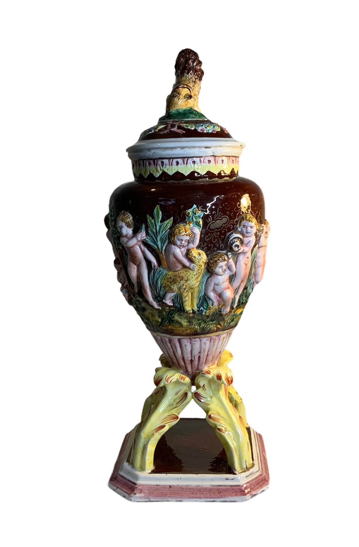 capodimonte vase with cherubs