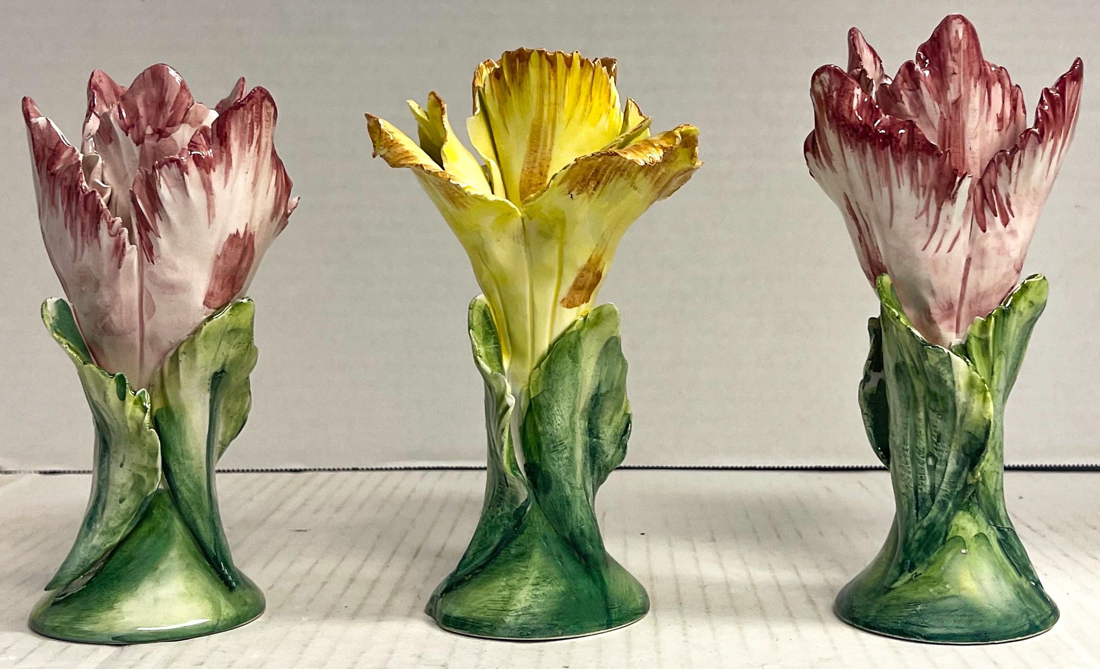 Figurines de tulipes et de style Capodimonte italien Chelsea House - S/3 Bon état à Kennesaw, GA