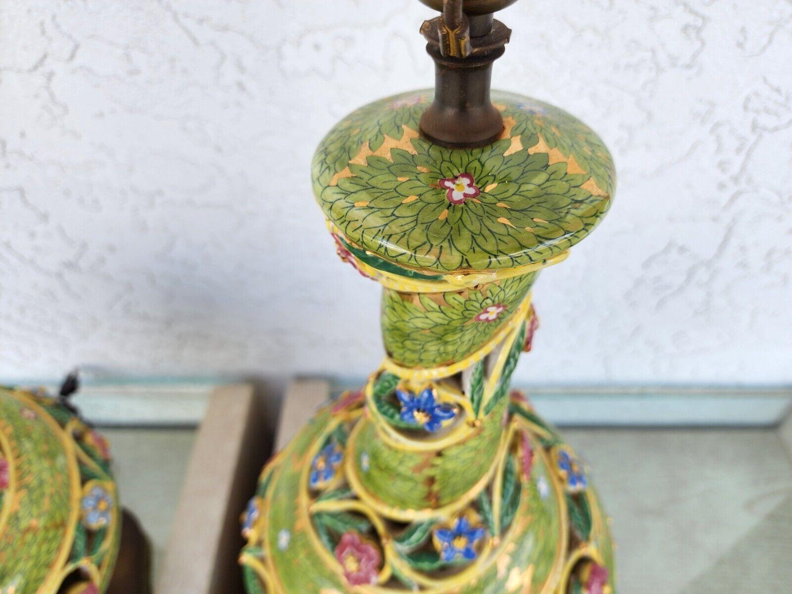 Mid-20th Century Italian Capodimonte Table Lamps Vintage Pair