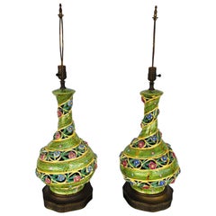 Italian Capodimonte Table Lamps Vintage Pair
