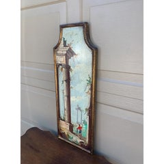 Italian Capriccio Landscape Painting with Classical Ruins in Shaped Gilt Frame