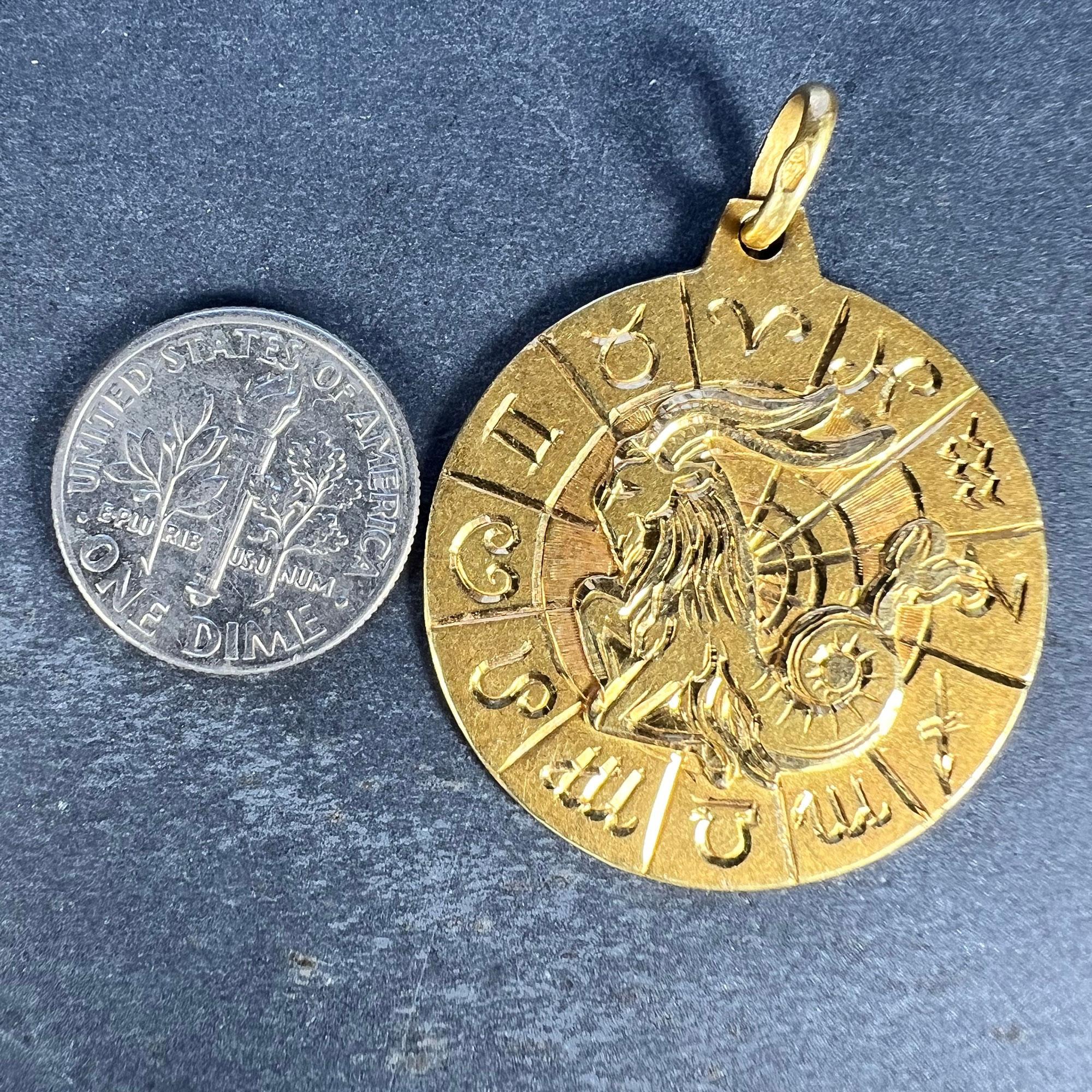 Italian Capricorn Zodiac 18K Yellow Gold Charm Pendant For Sale 7