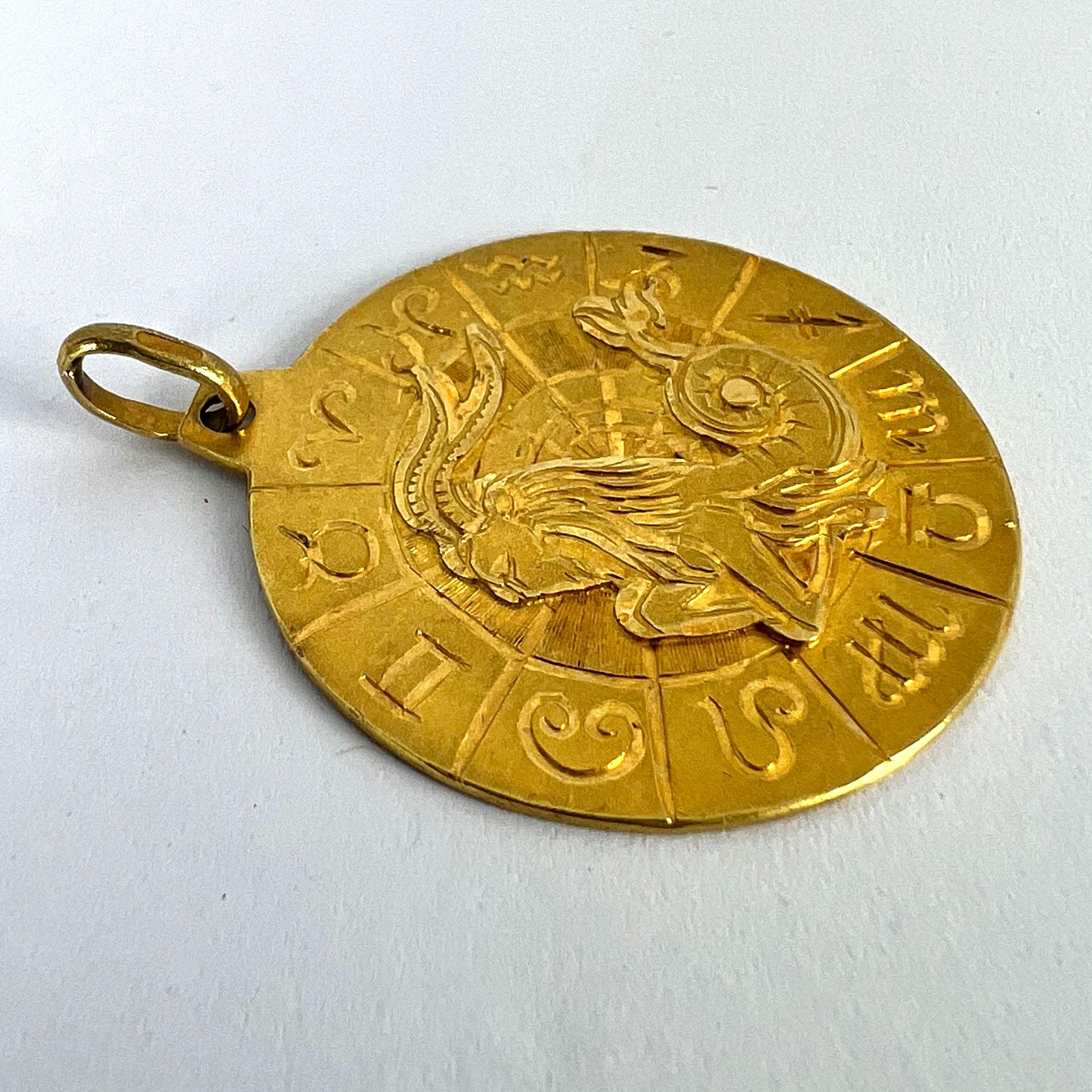 Italian Capricorn Zodiac 18K Yellow Gold Charm Pendant For Sale 11
