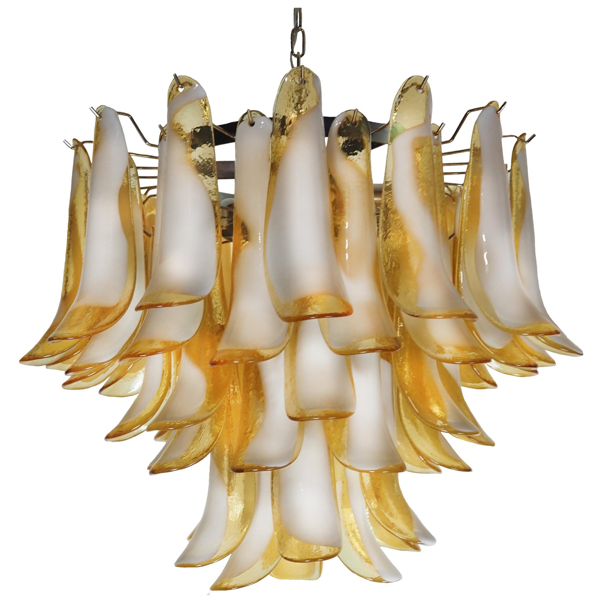 Lampadario italiano a petali di Caramello, Murano
