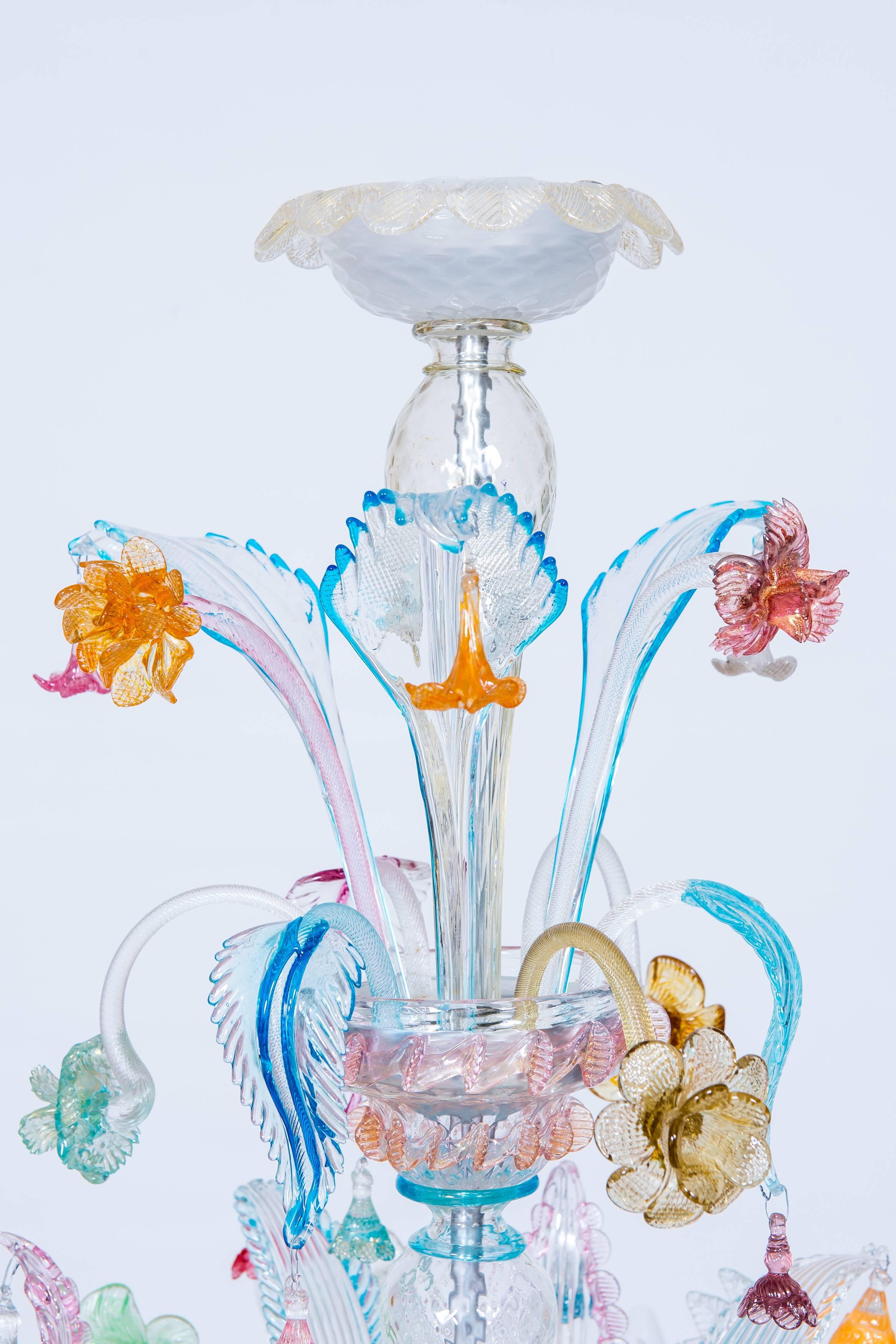 Italian Multicolored Ca' Rezzonico Chandelier, in blown Murano Glass, 1950s 2