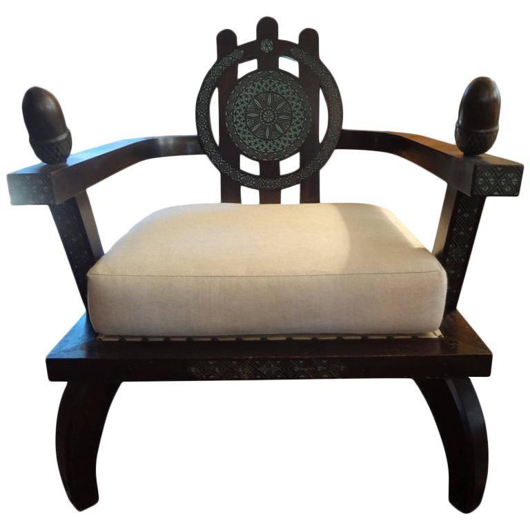 Italian Carlo Bugatti Inspired Lounge Chair Designed by Ettore Zaccari ...