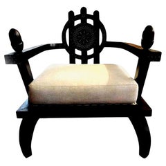 Italian Carlo Bugatti Inspired Lounge Chair Designed by Ettore Zaccari