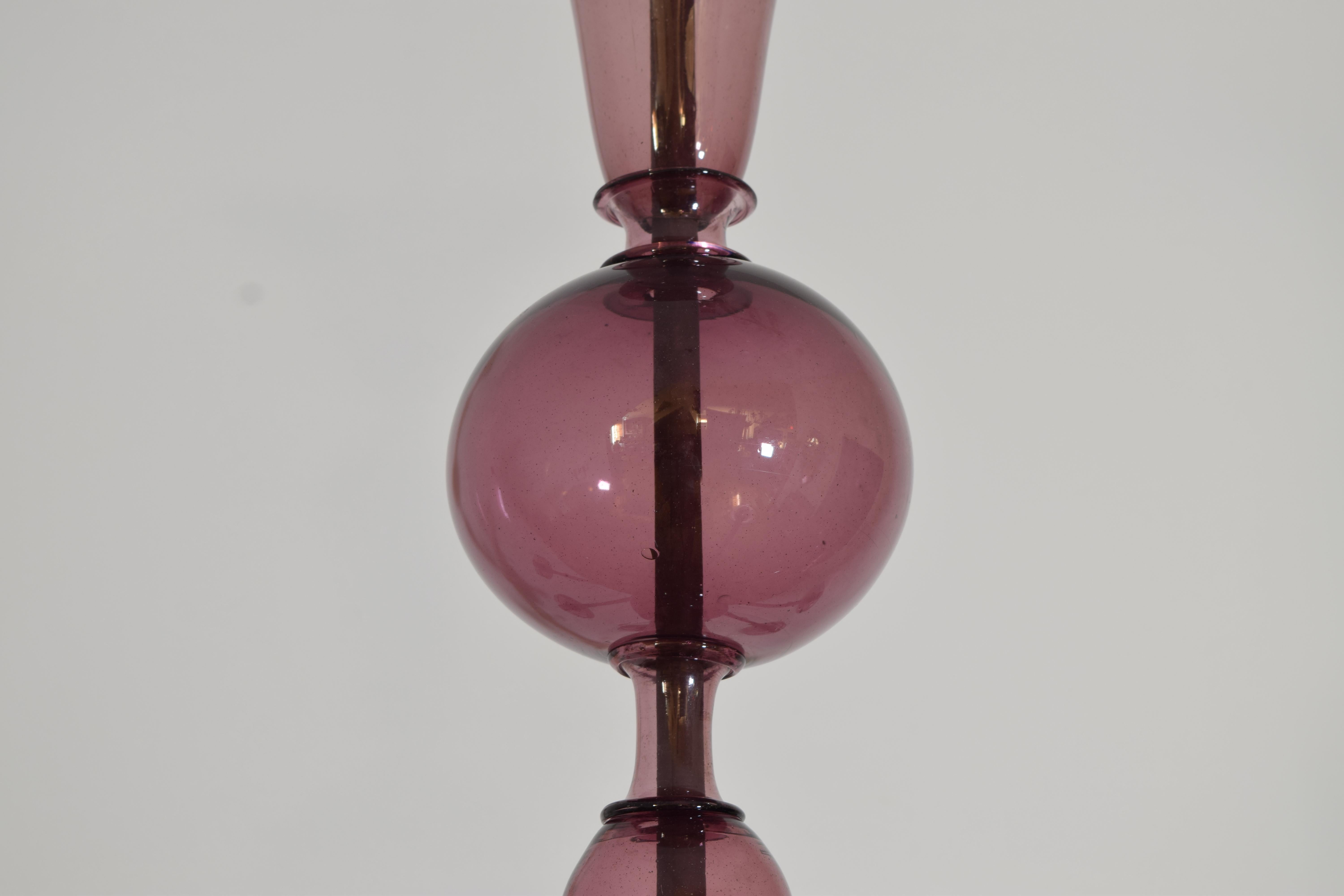 Italiana, Carlo Scarpa Gran araña de cristal de Murano Ova de 12 luces ca. 1935-1940 en venta 3