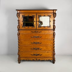 Italian Carlo X style sideboard with mirrors in turned wood, 1930s