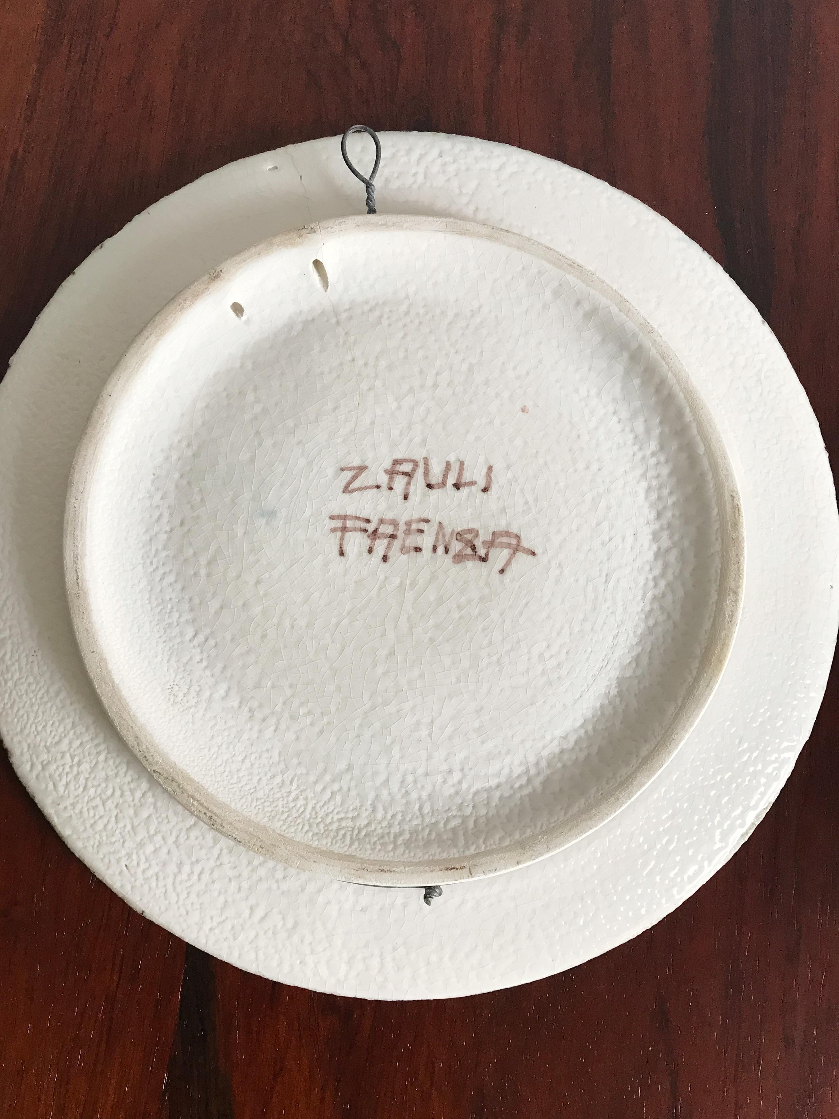 Italian Carlo Zauli Midcentury Modern Design Decorative Ceramic Wall Plate 1950s In Good Condition For Sale In Reggio Emilia, IT