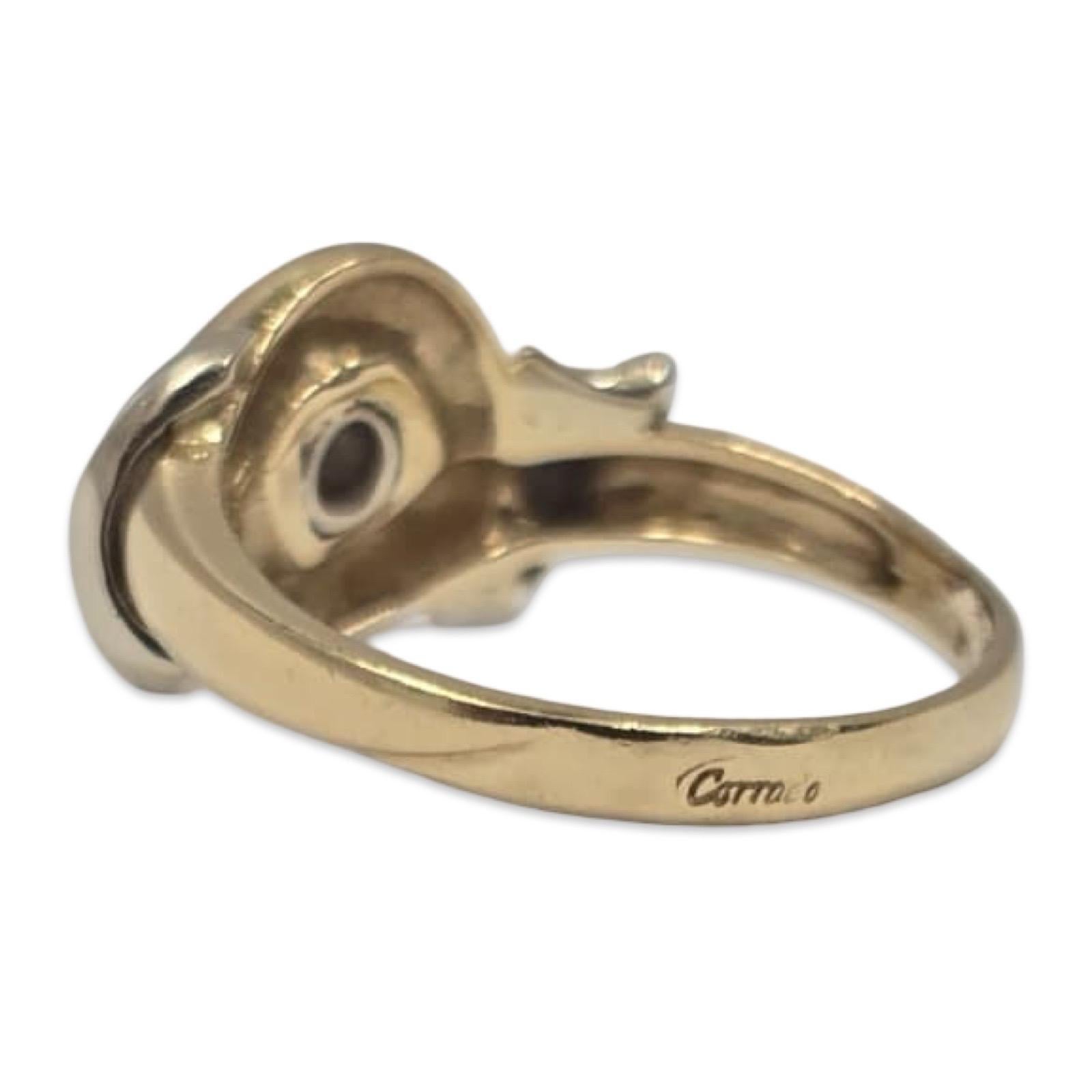 Anello Carmelo in oro 18 carati bicolore con nodo di diamanti in vendita 1