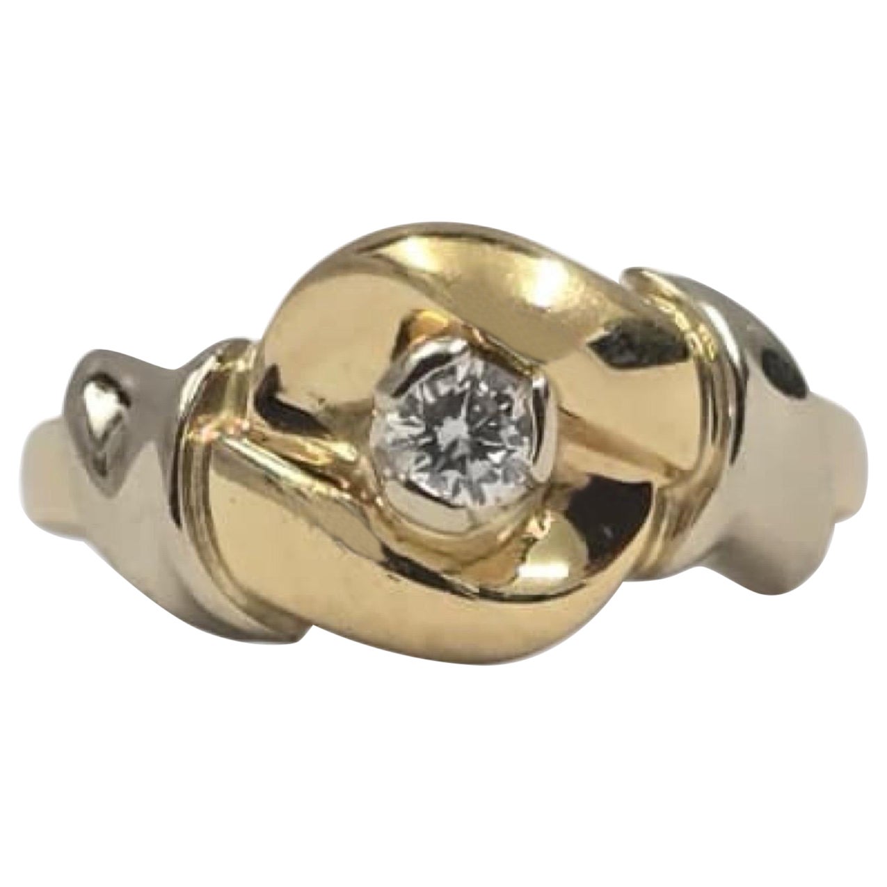 Bague italienne Carmelo en or 18K bicolore avec nœud de diamants