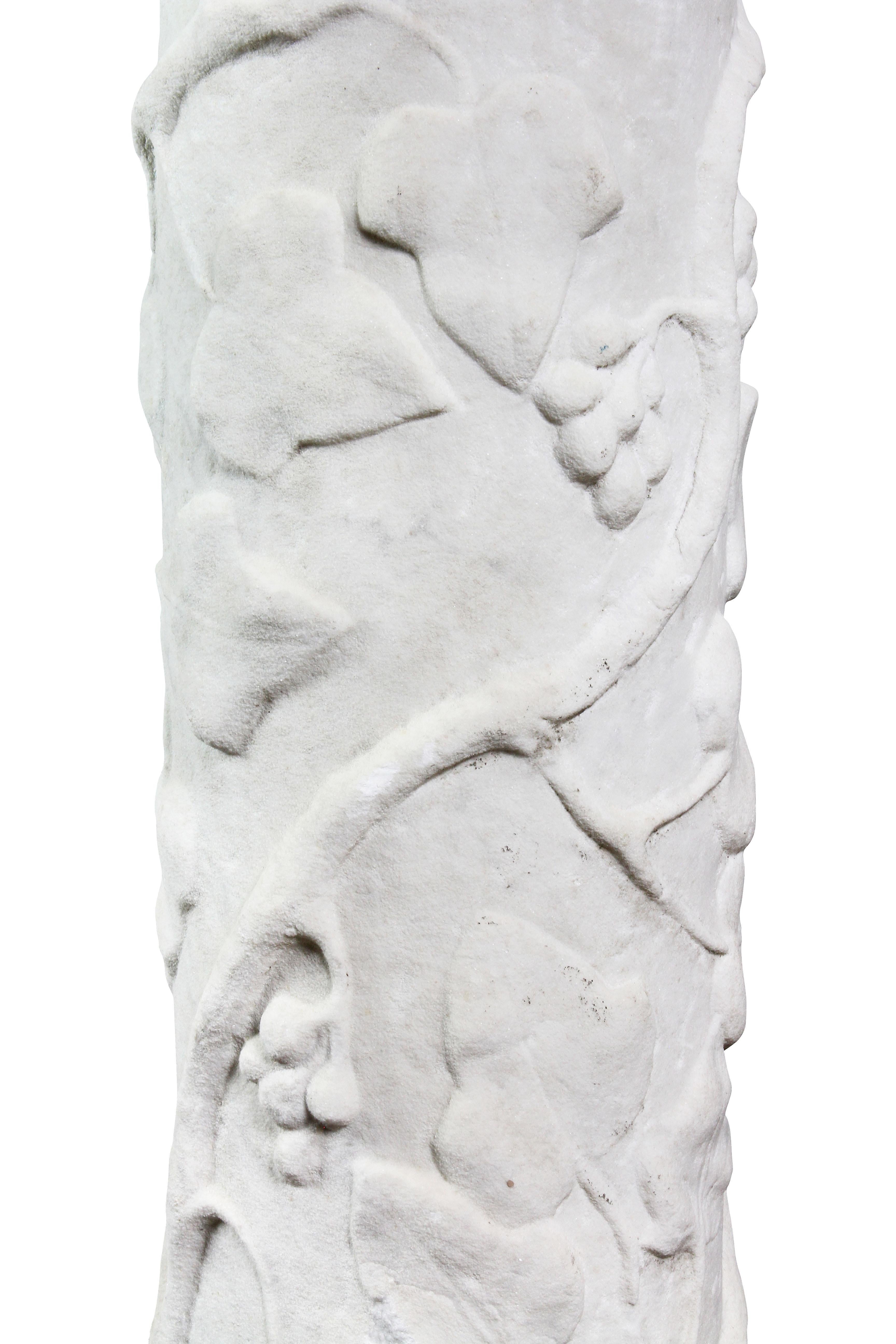 Carrara Marble Italian Carrara and Antico Verde Marble Column For Sale