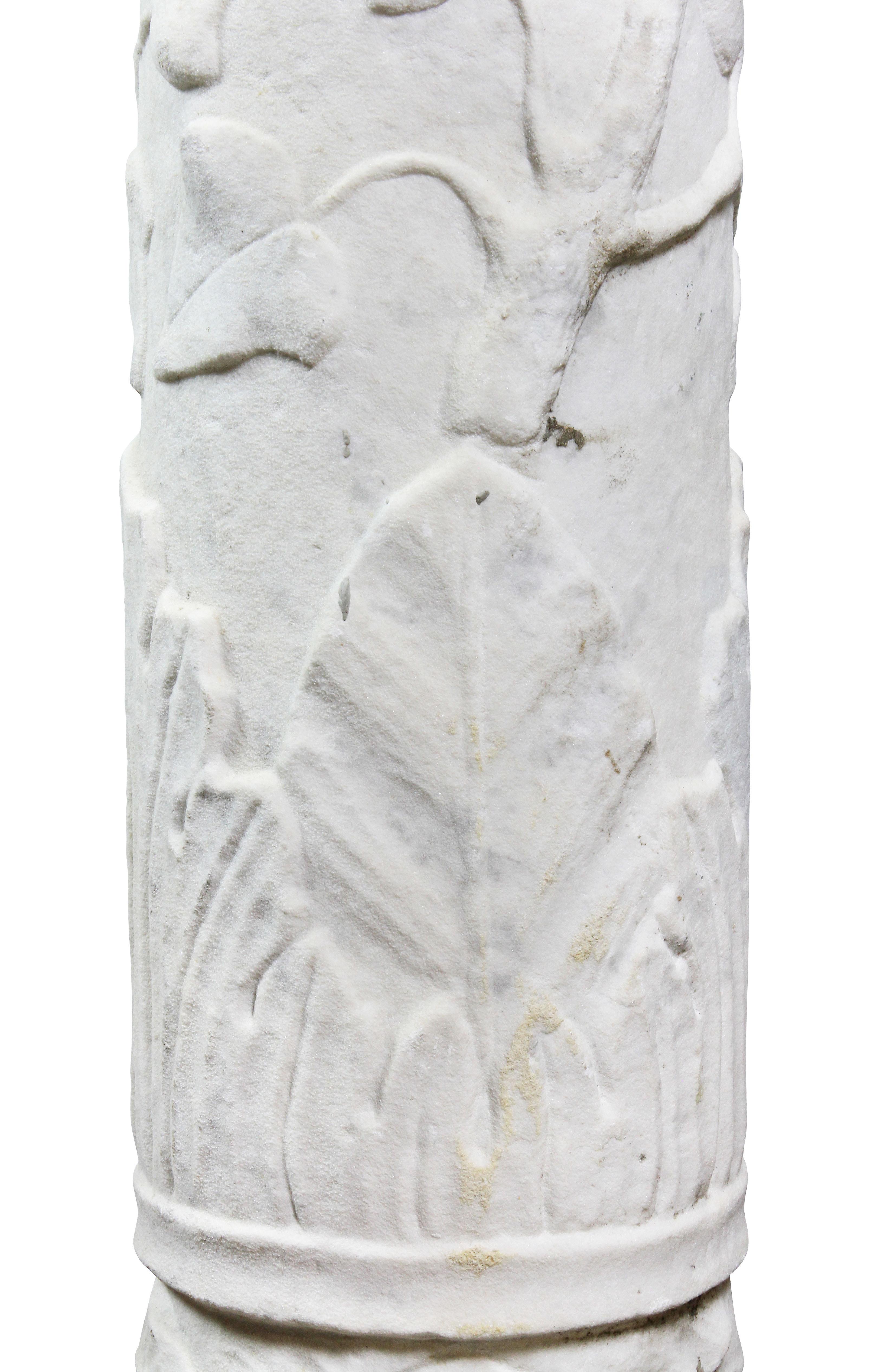 Italian Carrara and Antico Verde Marble Column For Sale 1