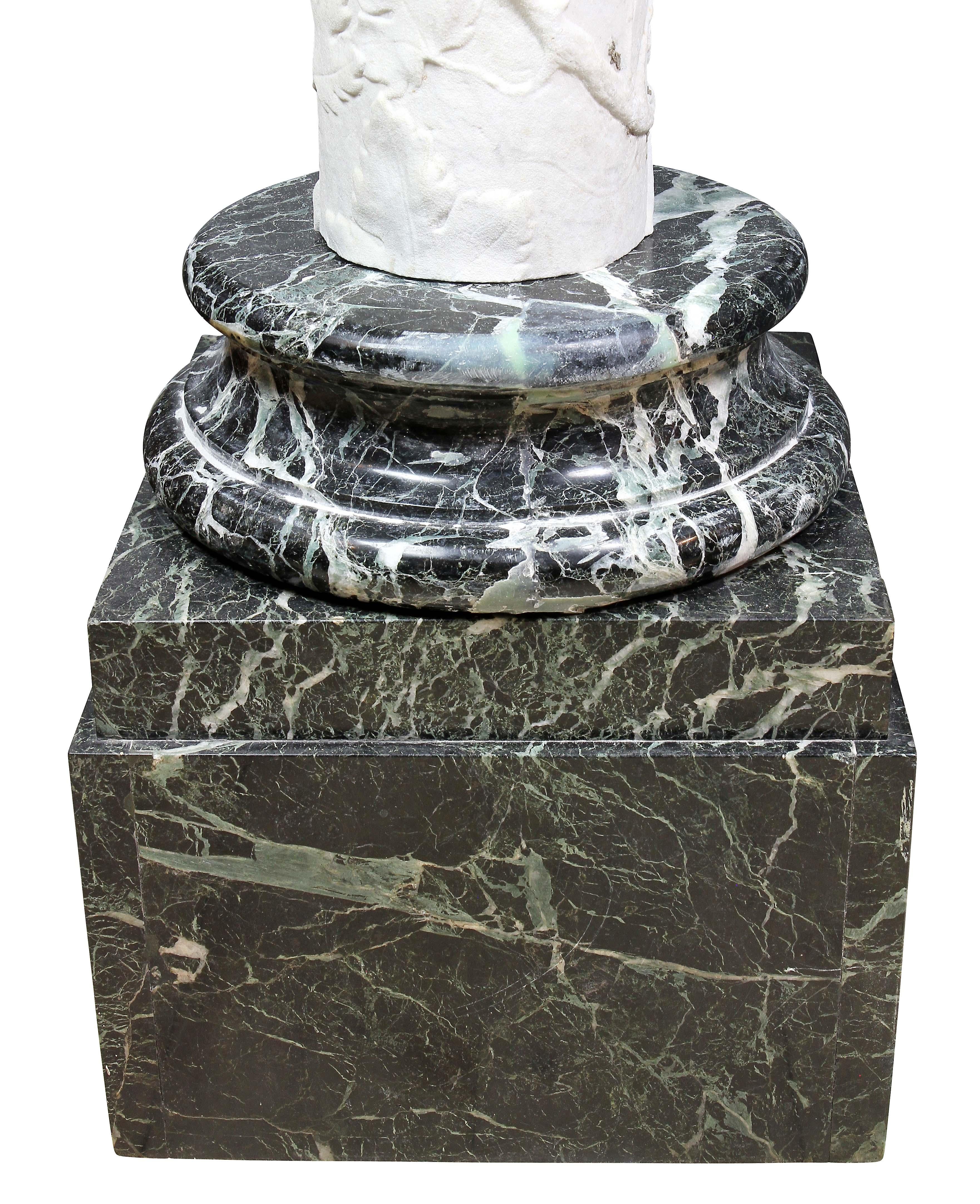 Italian Carrara and Antico Verde Marble Column For Sale 3