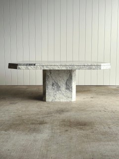 Italian Carrara & Bardiglio Marble Inlay Coffee Table, 1970s
