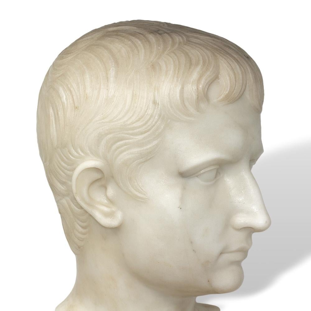 Italian Carrara Marble Bust Augustus Caesar For Sale 7