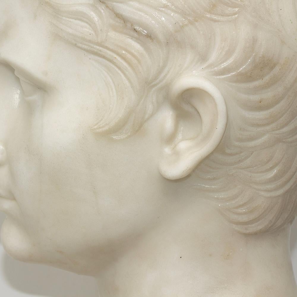 Italian Carrara Marble Bust Augustus Caesar For Sale 11