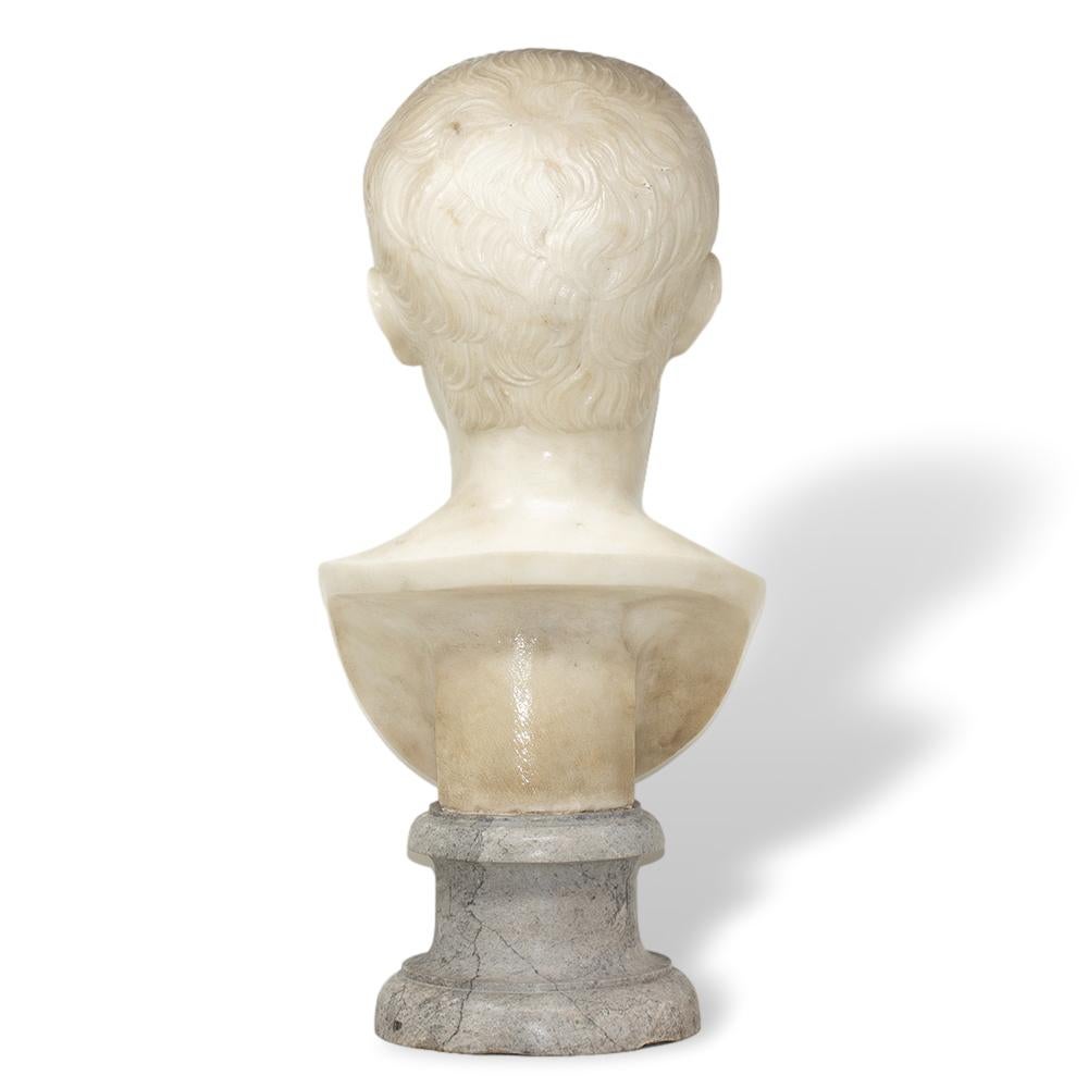 Italian Carrara Marble Bust Augustus Caesar For Sale 1