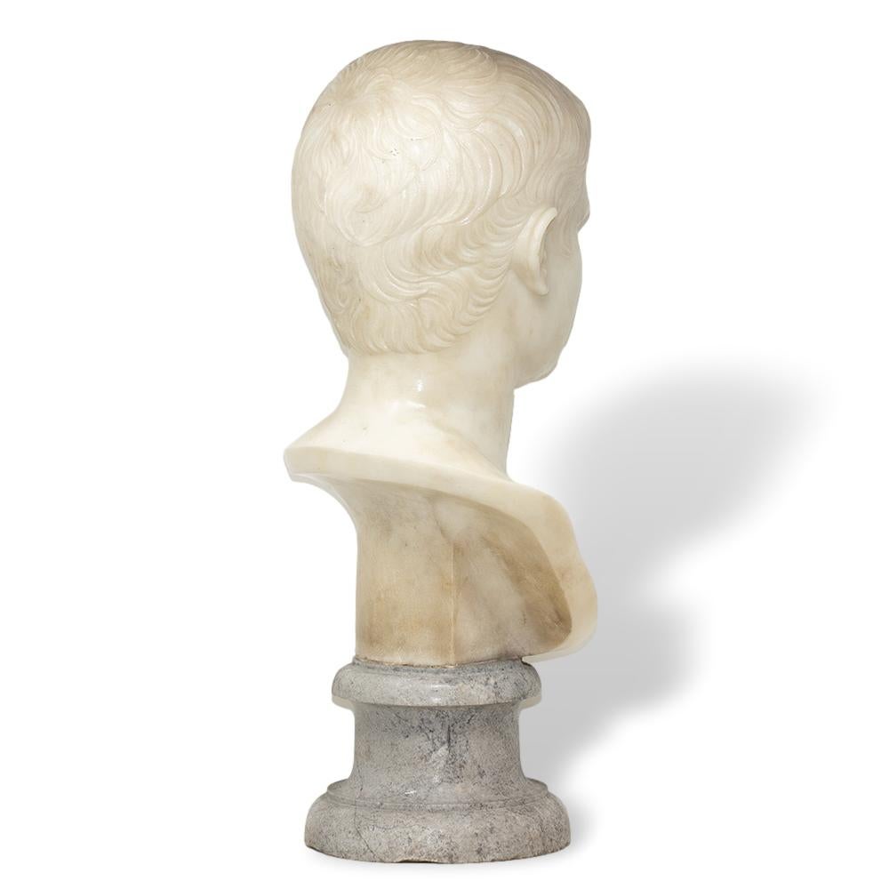 Italian Carrara Marble Bust Augustus Caesar For Sale 2