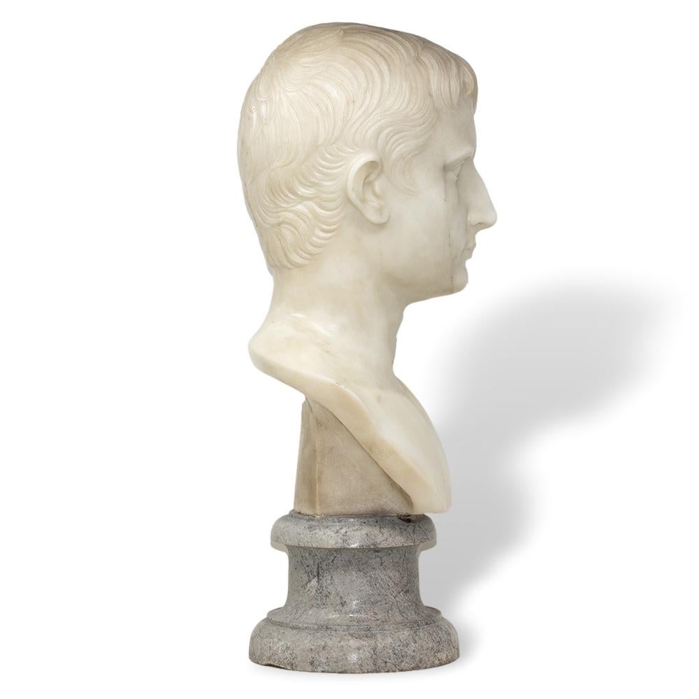 Italian Carrara Marble Bust Augustus Caesar For Sale 3