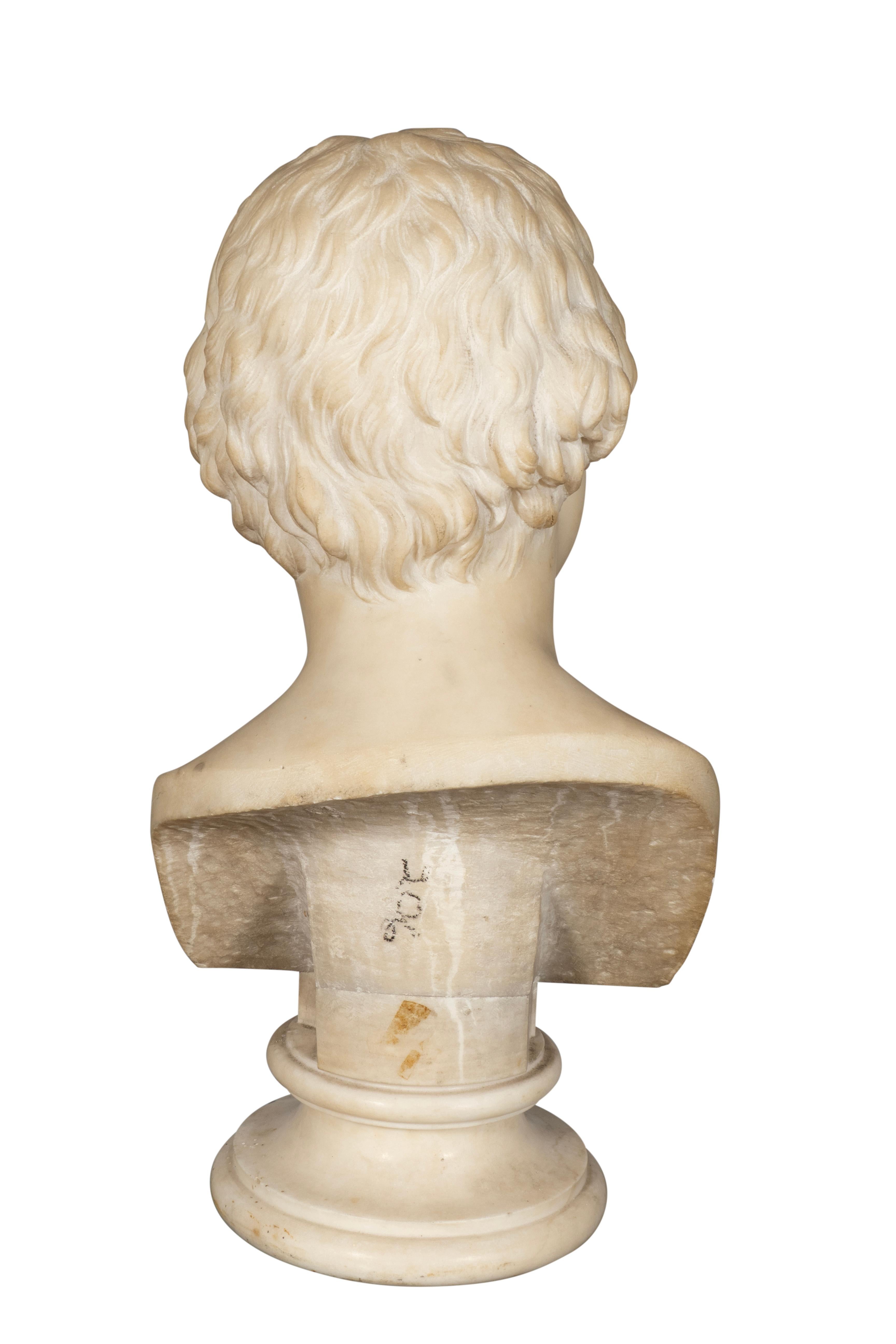 Busto italiano de mármol de Carrara de caballero en Bueno estado para la venta en Essex, MA