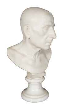 Italian Carrara Marble Bust of a Roman Patrician