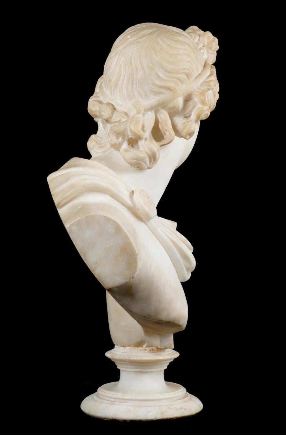 19th Century Italian Carrara Marble Bust of Apollo