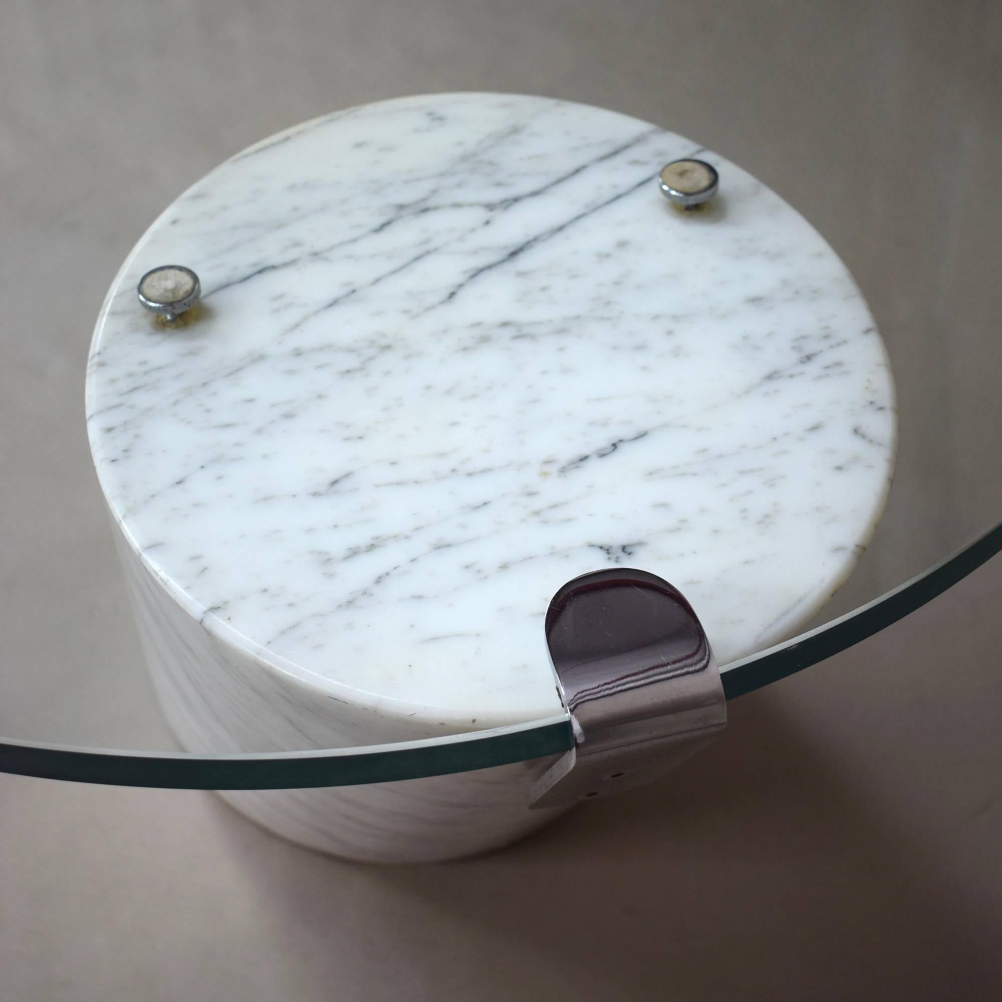 Glass Italian Carrara Marble Cocktail Coffee Table by Pace, 1970s
