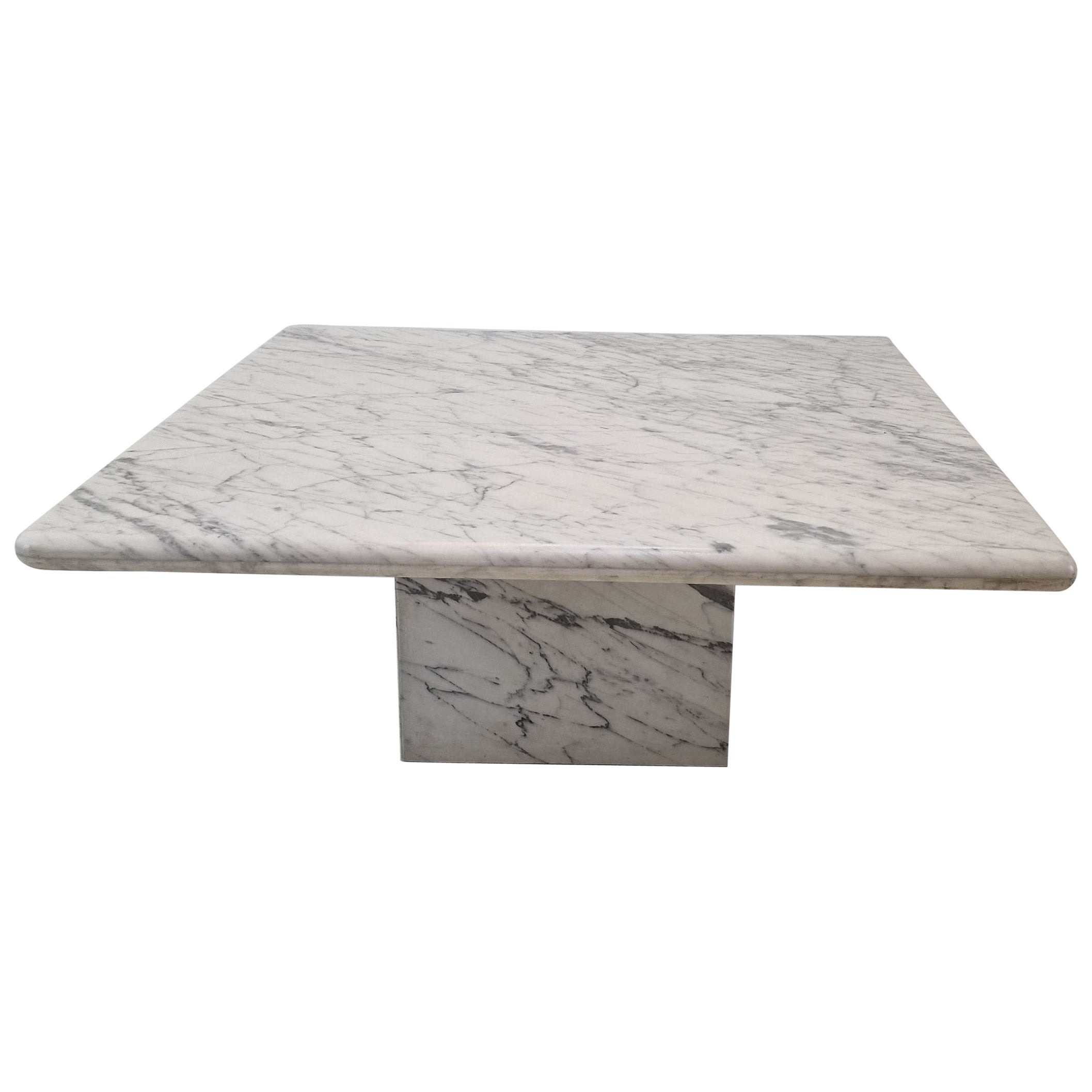 Mesa de centro italiana de mármol de Carrara, años 80