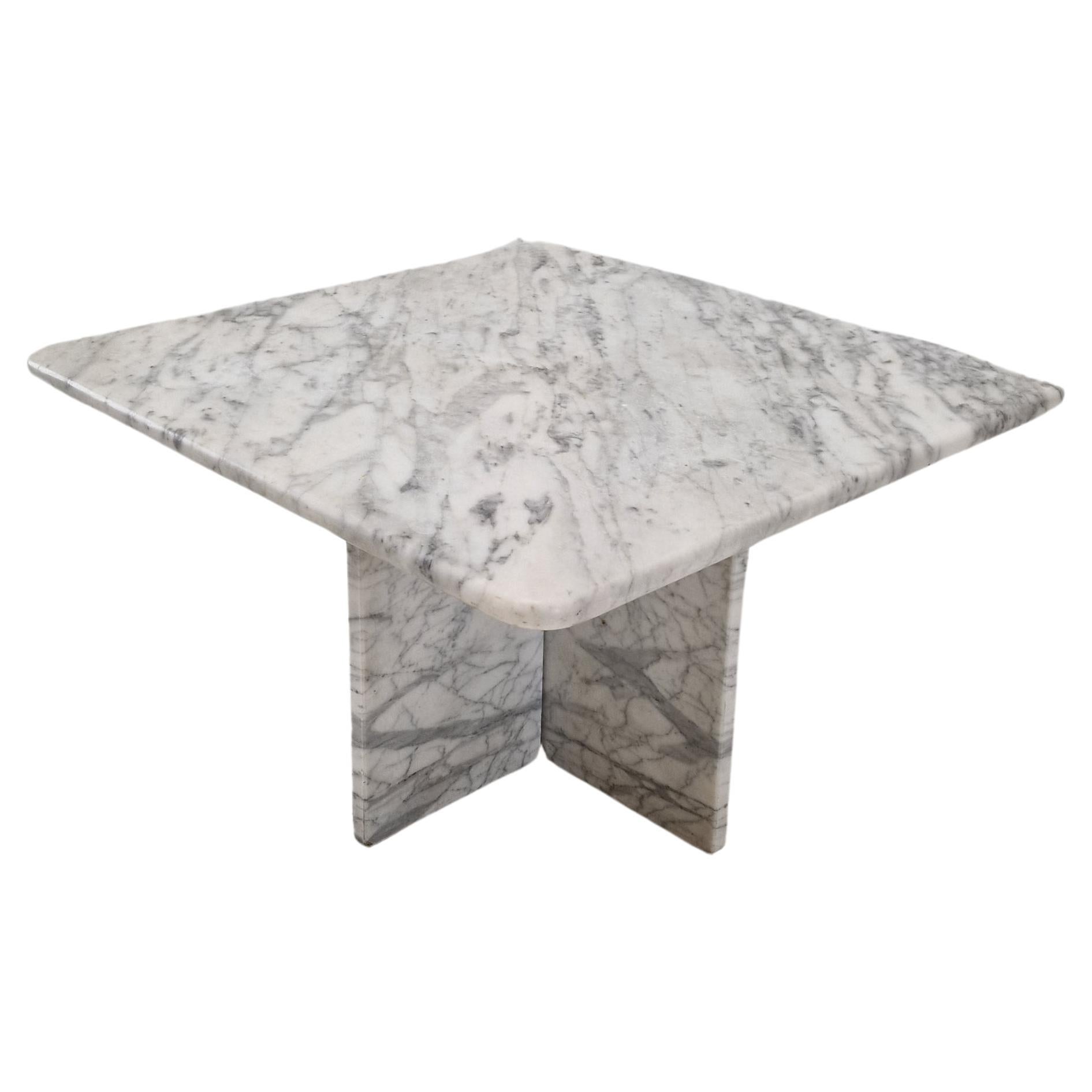 Italian Carrara Marble Coffee Table, 1980s For Sale