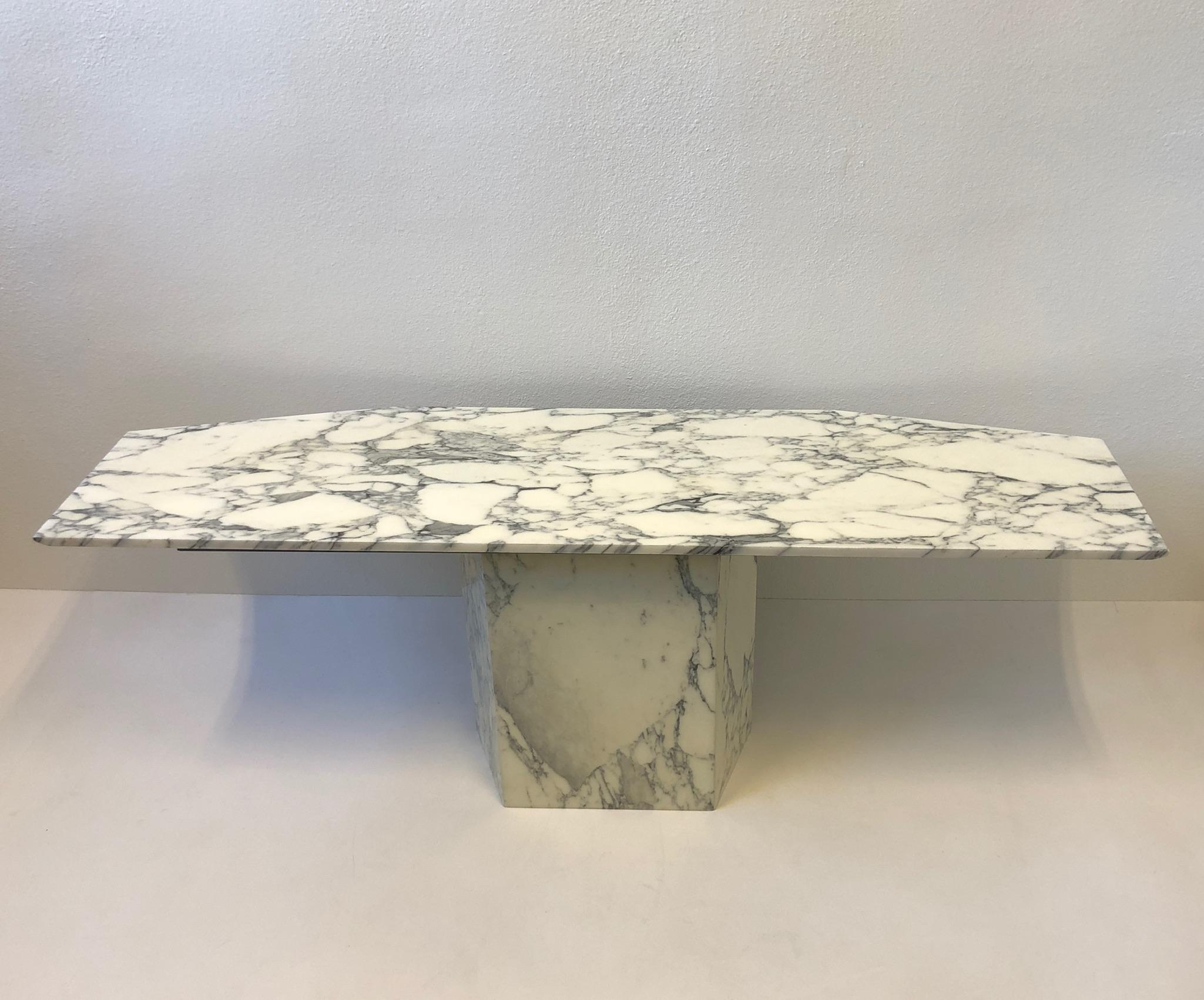 Modern Italian Carrara Marble Console Table