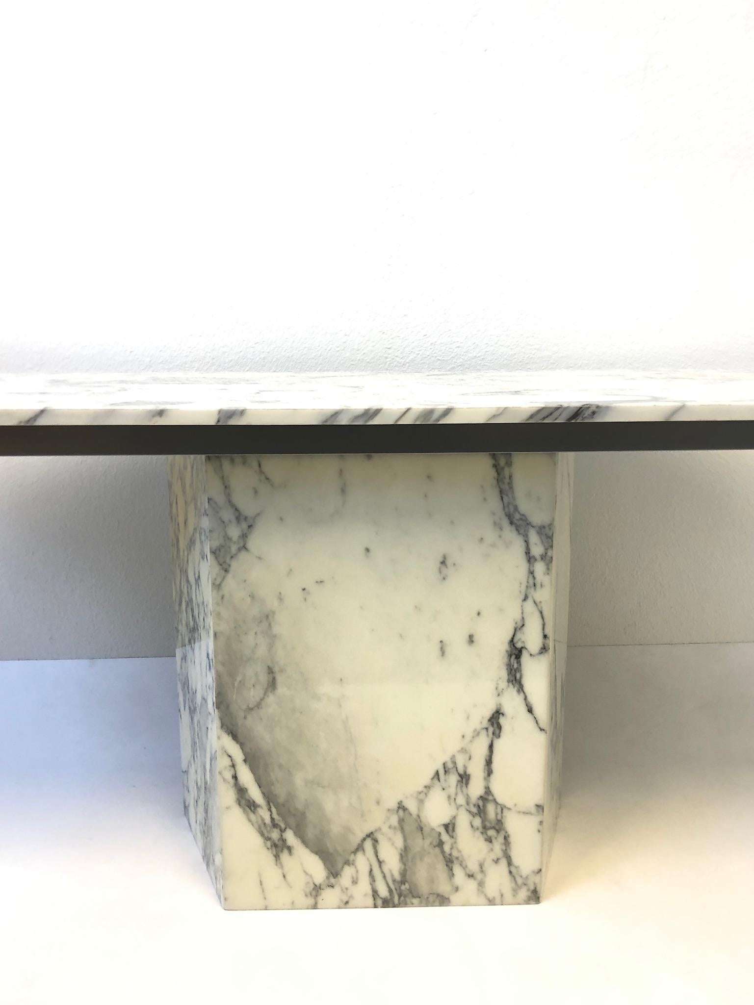 Late 20th Century Italian Carrara Marble Console Table