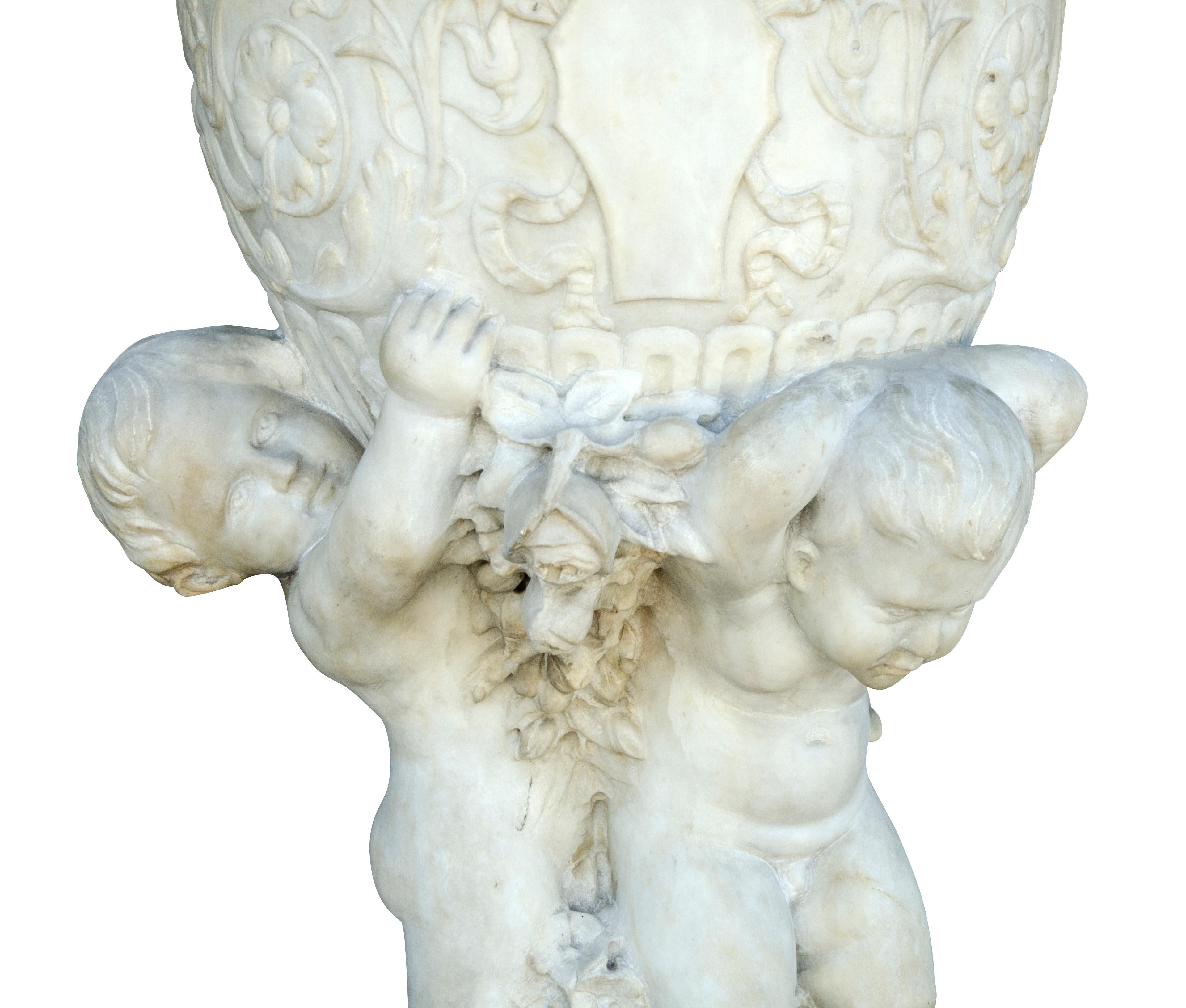 Italian Carrara Marble Garden Sculpture For Sale 5